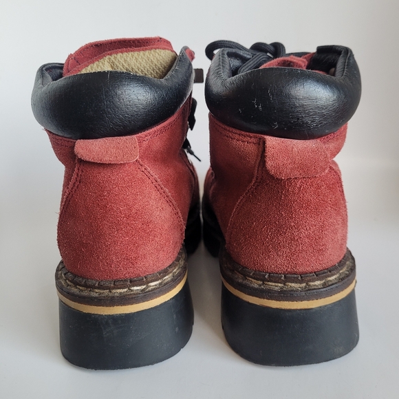 Vintage Red Suede Platform Hiking Booties womens size 36 / 5.5 - Picture 7 of 14
